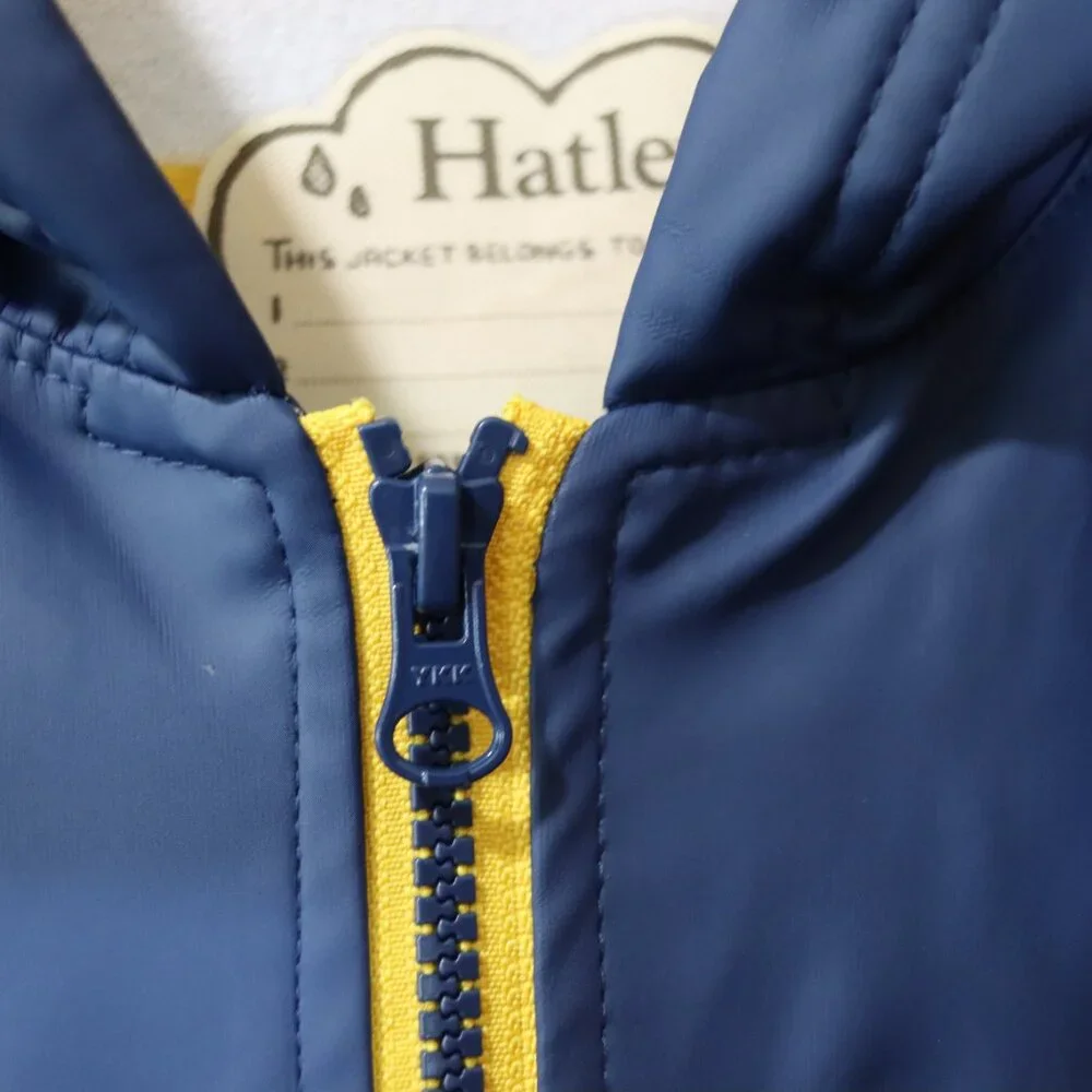 Hatley Blue Raincoat Fun Stripe Terry Cloth Lining 8 - Picture 5 of 9